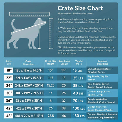 Foldable 48" Wire Crate for Dogs with Divider and Leak-Proof Tray